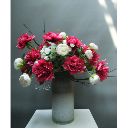 TP154763 - Bình Thủy Tinh Phủ Tuyết Hoa Mẫu Đơn