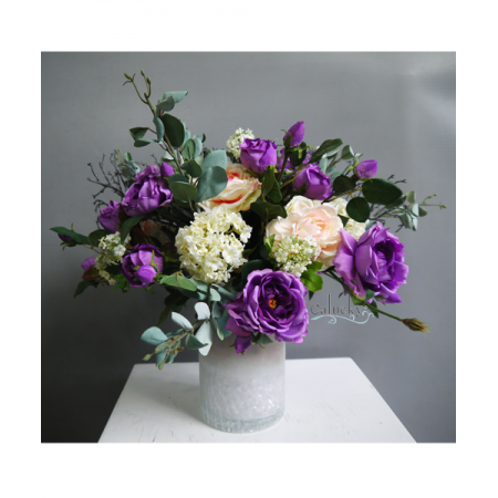 TP154770 - Bình Thủy Tinh Phủ Tuyết Hoa Hồng Tím