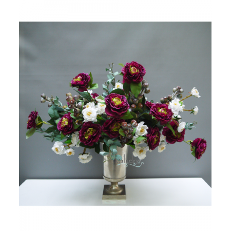 TP156777 - Chậu Nhôm Đúc Hoa Camellia Tím