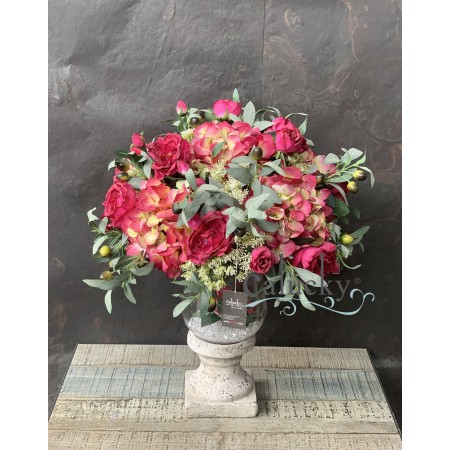 P154718 - Chậu Thủy Tinh Chân Đế Hoa Hồng Đỏ